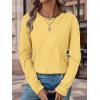 imageATHMILE Womens Long Sleeve Shirts Pleated Crew Neck Casual Fall Fashion Tops Loose Fit Lightweight Girls Outfits ClothesYellow