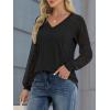 imageATHMILE Womens Long Sleeve Shirts VNeck Lace Tops Business Casual Blouses Tee 2025 Trendy Fall Fashion Outfits ClothesBlack