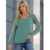imageATHMILE Womens Long Sleeve Shirts VNeck Lace Tops Business Casual Blouses Tee 2025 Trendy Fall Fashion Outfits ClothesBluegreen