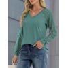 imageATHMILE Womens Long Sleeve Shirts VNeck Lace Tops Business Casual Blouses Tee 2025 Trendy Fall Fashion Outfits ClothesBluegreen