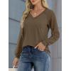 imageATHMILE Womens Long Sleeve Shirts VNeck Lace Tops Business Casual Blouses Tee 2025 Trendy Fall Fashion Outfits ClothesCoffeegrey