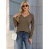 imageATHMILE Womens Long Sleeve Shirts VNeck Lace Tops Business Casual Blouses Tee 2025 Trendy Fall Fashion Outfits ClothesCoffeegrey