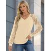 imageATHMILE Womens Long Sleeve Shirts VNeck Lace Tops Business Casual Blouses Tee 2025 Trendy Fall Fashion Outfits ClothesCream