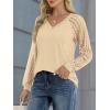 imageATHMILE Womens Long Sleeve Shirts VNeck Lace Tops Business Casual Blouses Tee 2025 Trendy Fall Fashion Outfits ClothesCream