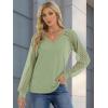 imageATHMILE Womens Long Sleeve Shirts VNeck Lace Tops Business Casual Blouses Tee 2025 Trendy Fall Fashion Outfits ClothesGreen