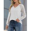 imageATHMILE Womens Long Sleeve Shirts VNeck Lace Tops Business Casual Blouses Tee 2025 Trendy Fall Fashion Outfits ClothesWhite