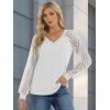 imageATHMILE Womens Long Sleeve Shirts VNeck Lace Tops Business Casual Blouses Tee 2025 Trendy Fall Fashion Outfits ClothesWhite