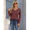 imageATHMILE Womens Long Sleeve Shirts VNeck Lace Tops Business Casual Blouses Tee 2025 Trendy Fall Fashion Outfits ClothesWine Red