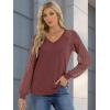 imageATHMILE Womens Long Sleeve Shirts VNeck Lace Tops Business Casual Blouses Tee 2025 Trendy Fall Fashion Outfits ClothesWine Red