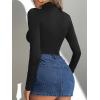 imageATHMILE Womens Mock Turtle Neck Long Sleeve Tops Bodysuit JumpsuitBlack