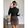 imageATHMILE Womens Mock Turtle Neck Long Sleeve Tops Bodysuit JumpsuitBlack
