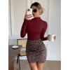imageATHMILE Womens Mock Turtle Neck Long Sleeve Tops Bodysuit JumpsuitBurgundy