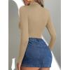 imageATHMILE Womens Mock Turtle Neck Long Sleeve Tops Bodysuit JumpsuitNude