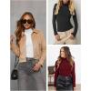 imageATHMILE Womens Mock Turtle Neck Long Sleeve Tops Bodysuit JumpsuitWhite