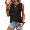 imageATHMILE Tank Top for Women Summer Sleeveless Tops Casual Crewneck Side Split Tank Top Beach Vacation Outfits 2025Black