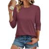 imageATHMILE Womens 34 Sleeve TShirts Summer Tops Fall Fashion Blouses Beach Vacation Clothes Spring Tunic 2025 TrendyWine Red