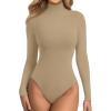 imageATHMILE Womens Mock Turtle Neck Long Sleeve Tops Bodysuit JumpsuitNude