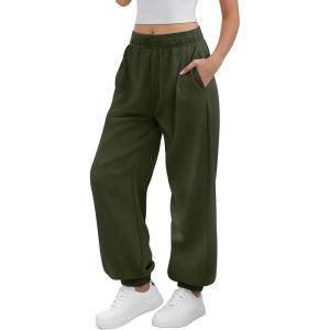 imageATHMILE Sweatpants Women Baggy Lounge Pants Workout Gym Active High Waisted Comfy Joggers for WomenArmy Green