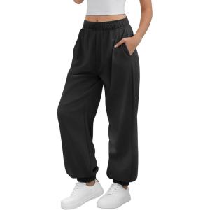 imageATHMILE Sweatpants Women Baggy Lounge Pants Workout Gym Active High Waisted Comfy Joggers for WomenBlack