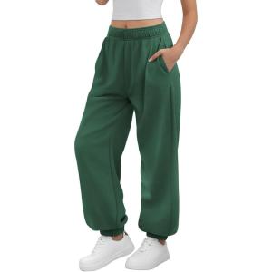 imageATHMILE Sweatpants Women Baggy Lounge Pants Workout Gym Active High Waisted Comfy Joggers for WomenDark Green