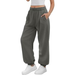 imageATHMILE Sweatpants Women Baggy Lounge Pants Workout Gym Active High Waisted Comfy Joggers for WomenDark Grey