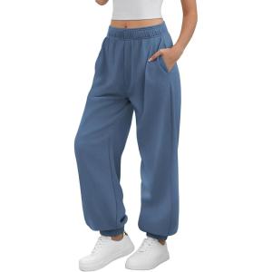 imageATHMILE Sweatpants Women Baggy Lounge Pants Workout Gym Active High Waisted Comfy Joggers for WomenGray Blue