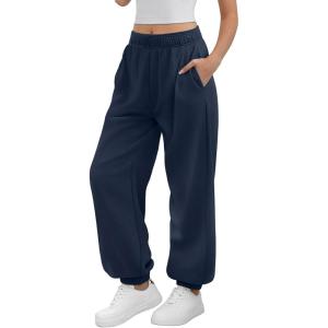 imageATHMILE Sweatpants Women Baggy Lounge Pants Workout Gym Active High Waisted Comfy Joggers for WomenNavy Blue