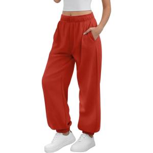 imageATHMILE Sweatpants Women Baggy Lounge Pants Workout Gym Active High Waisted Comfy Joggers for WomenRed