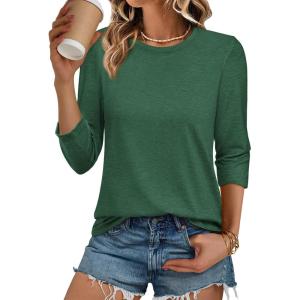 imageATHMILE Womens 34 Sleeve TShirts Summer Tops Fall Fashion Blouses Beach Vacation Clothes Spring Tunic 2025 TrendyGreen