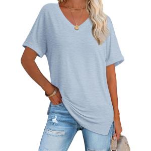 imageATHMILE Womens Summer 2025 V Neck Casual Tunic Tops Spring Fashion Basic Trendy OutfitsLightblue