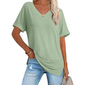 imageATHMILE Womens Summer 2025 V Neck Casual Tunic Tops Spring Fashion Basic Trendy OutfitsLightgreen