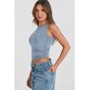imageWomens Off The Shoulder Tops Summer Shirts Going Out Crop Tank Top Y2K T Corset Tube Cute FashionBlue