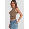 imageWomens Off The Shoulder Tops Summer Shirts Going Out Crop Tank Top Y2K T Corset Tube Cute FashionCoffee Grey