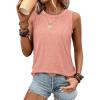 imageATHMILE Womens Tank Tops Summer Spring Sleeveless Casual Cute Basic Trendy Loose Flowy Beach Shirt Vacation Outfits 2025Coral Red