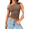 imageWomens Off The Shoulder Tops Summer Shirts Going Out Crop Tank Top Y2K T Corset Tube Cute FashionCoffee Grey