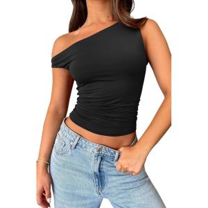 imageWomens Off The Shoulder Tops Summer Shirts Going Out Crop Tank Top Y2K T Corset Tube Cute FashionBlack