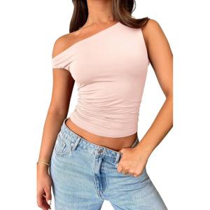 imageWomens Off The Shoulder Tops Summer Shirts Going Out Crop Tank Top Y2K T Corset Tube Cute FashionPink