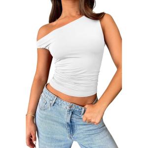 imageWomens Off The Shoulder Tops Summer Shirts Going Out Crop Tank Top Y2K T Corset Tube Cute FashionWhite