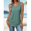 imageATHMILE Women Summer V Neck Tank Top Sleeveless Spring Tee Beach Vacation TopsBlue Green