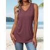 imageATHMILE Women Summer V Neck Tank Top Sleeveless Spring Tee Beach Vacation TopsBurgundy