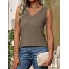 imageATHMILE Women Summer V Neck Tank Top Sleeveless Spring Tee Beach Vacation TopsCoffee