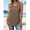 imageATHMILE Women Summer V Neck Tank Top Sleeveless Spring Tee Beach Vacation TopsCoffee