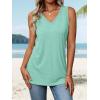 imageATHMILE Women Summer V Neck Tank Top Sleeveless Spring Tee Beach Vacation TopsCyan