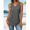 imageATHMILE Women Summer V Neck Tank Top Sleeveless Spring Tee Beach Vacation TopsGrey
