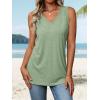 imageATHMILE Women Summer V Neck Tank Top Sleeveless Spring Tee Beach Vacation TopsGrey Green