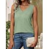 imageATHMILE Women Summer V Neck Tank Top Sleeveless Spring Tee Beach Vacation TopsGrey Green