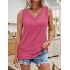 imageATHMILE Women Summer V Neck Tank Top Sleeveless Spring Tee Beach Vacation TopsHot Pink