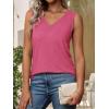 imageATHMILE Women Summer V Neck Tank Top Sleeveless Spring Tee Beach Vacation TopsHot Pink