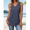 imageATHMILE Women Summer V Neck Tank Top Sleeveless Spring Tee Beach Vacation TopsNavy Blue
