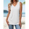 imageATHMILE Women Summer V Neck Tank Top Sleeveless Spring Tee Beach Vacation TopsWhite